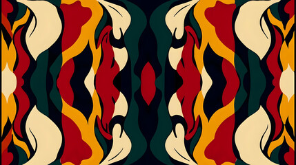 Canvas Print - Abstract symmetrical design with vibrant colors and flowing shapes.