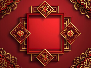 chinese new year background, red square window inspiration. ai