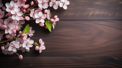 Wall Mural - Delicate Cherry Blossoms on Wooden Surface