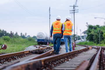 Two engineers Walking on Railway Tracks: Rail Maintenance, Safety, and Logistics for Natural Gas Freight Train