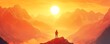 © Nattapat - Breathtaking sunrise scene of a lone hiker silhouetted against majestic mountains, misty valleys, and golden light illuminating the peaks