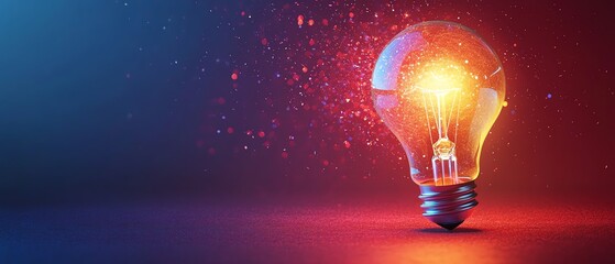 Aufkleber - Radiant 3D light bulb glowing with warm light, symbolizing innovation and bright ideas, luminous digital illustration