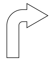 Wall Mural - arrow pointing to the right, black and white vector silhouette illustration of curved arrow shape symbol