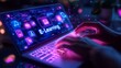 © Suchanon - Hands typing on a futuristic glowing keyboard, with an illuminated digital display showing 'E-Learning,' symbolizing the advancement of online education and technology.