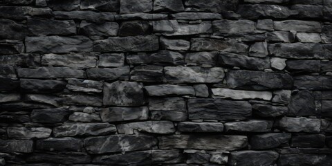 Wall Mural - Textured Black Stone Wall for Modern Aesthetics