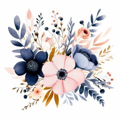 Canvas Print - Elegant Floral Arrangement with Blue and Pink Blooms