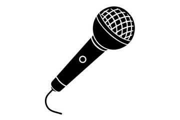 Wired dynamic microphone icon | vector silhouette illustration on white background