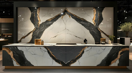 Sticker - Modern kitchen design featuring elegant marble surfaces.