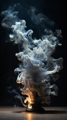 Wall Mural - abstract mist and swirling smoke on black background – mystical fog and light dance.