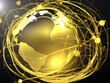 © GuruTop5 - Gold black abstract planet earth  global satellite network connection science  technology background web template design corporate banner advertisement