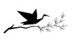 © designknowledge - Paper origami crane perched on a tree limb, illustration art