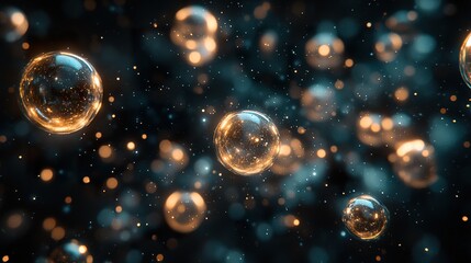 Glowing Pulsating Spheres in Void - Abstract Background