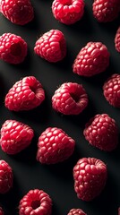 Close-Up Photography of Red Raspberries on a Dark Background