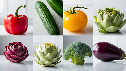 collage of different ripe fresh vegetables