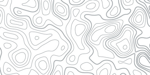 Wall Mural - Topographic Map Seamless Pattern. Vector Background. Topographic map in contour black lines on isolated white background. Abstract background geography scheme and the terrain path.