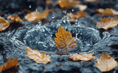 Water-soaked leaves from above offer a wonderful color display. A relaxing, natural background.