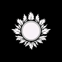 Canvas Print - Elegant white floral frame on a black background.