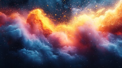 Wall Mural - a vibrant cosmic scene featuring colorful clouds and glowing elements, evoking a sense of wonder.