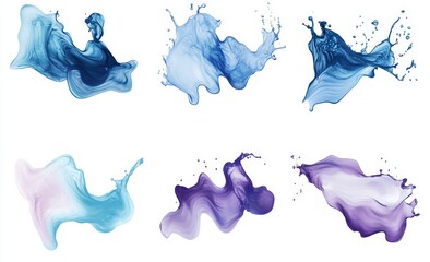 Sticker - 3D render illustration of clear blue water splashed around in transparent form.