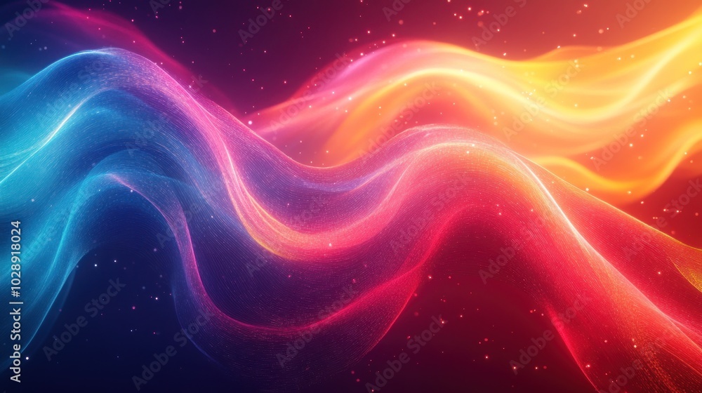 Colorful abstract waves with a glowing effect, creating a dynamic and vibrant visual.