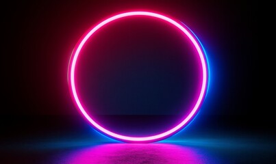 Poster - The picture frame is a round circle with two tone neon color shades moving on an isolated black background, with a pink and blue light moving for the overlay.