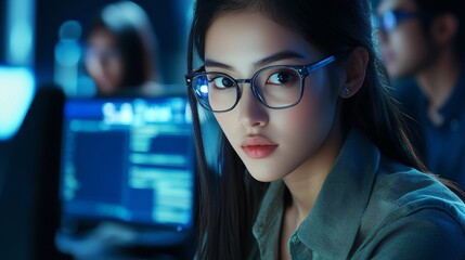 Leinwandbilder - Software developers collaborating, coding and testing applications in a modern development environment.