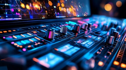 Detailed view of a computer screen displaying a livestreaming software's user interface with a range of buttons and sliders