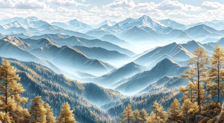 Wall Mural - Alpine scenery - Julian Alps with beautiful mountain scenery with autumn forest.