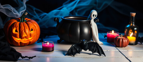 Poster - table setting featuring halloween decor