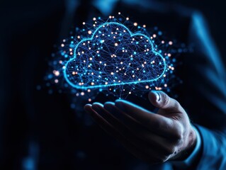 Fototapete - Cloud computing concept in human hand