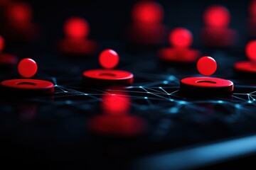 Aufkleber - Red tokens on digital display, abstract design.