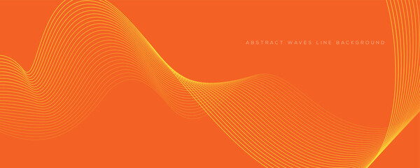 Abstract orange background with flowing wave lines. Glowing wavy lines. Shiny colorful moving lines design element. Modern dynamic wave pattern