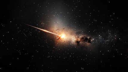 Wall Mural - a bright meteor streaks across the night sky, illuminating distant galaxies and stars in a breathtak