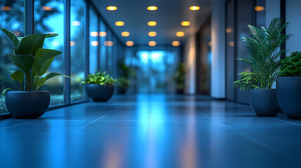 Modern bright office interior with furniture and daylight.Blurred background of a modern office space. Blurred office backdrop.