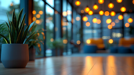 Modern bright office interior with furniture and daylight.Blurred background of a modern office space. Blurred office backdrop.