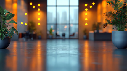 Modern bright office interior with furniture and daylight.Blurred background of a modern office space. Blurred office backdrop.