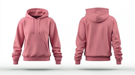 Pink hoodie mockup. Front and back hoodie template