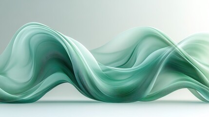 Wall Mural - Smooth green waves flowing elegantly across a minimalist background