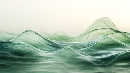 Canvas Print - Smooth green waves flowing elegantly across a minimalist background