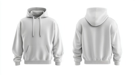 White hoodie mockup. Front and back hoodie template