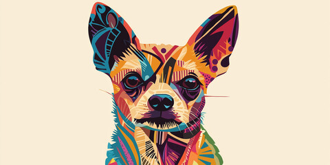 Wall Mural - Colorful chihuahua dog portrait pop art style illustration