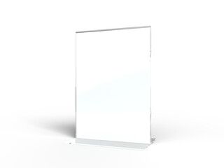 Wall Mural - acrylic table tent, card holder isolated on transparent background. png file. 3d render.