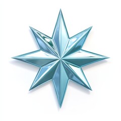 A shiny Christmas star icon isolated against a simple white background with soft shadows and light reflections