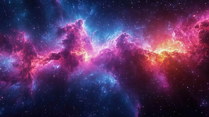 Wall Mural - a vivid pink and blue cosmic nebula glowing against the backdrop of deep space, featuring stars and 