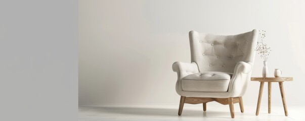 Canvas Print - Cozy armchair on white background, 4K hyperrealistic photo