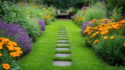 Serene Pathway Through Colorful Garden Blooms