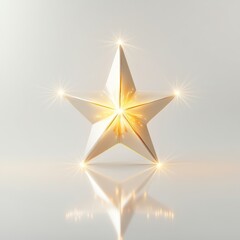 A glowing Christmas star icon, isolated against a blank white background with light reflections, minimalist holiday design