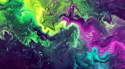 Wall Mural - A grainy gradient combining neon green, electric purple, and acid yellow with a trippy feel.