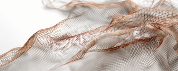 Fishing net on white background, 4K hyperrealistic photo