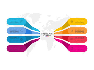 Business data visualization. Process chart. Abstract elements of graph, diagram with 8 steps, options, parts or processes. 